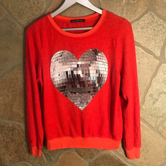 Wildfox Sweaters - NWOT Wildfox Red Disco Heart Sweater. Sz XS